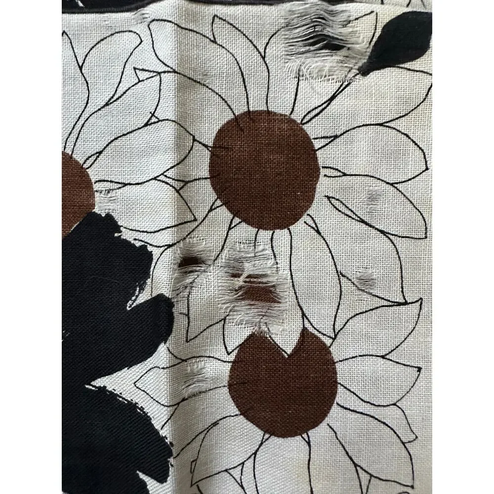 Vera Newman Napkins Set of 11 Floral daisies 16” Cotton brown white Mcm retro